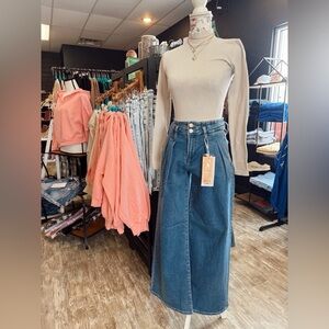 Risen Pleated Wide Leg Denim